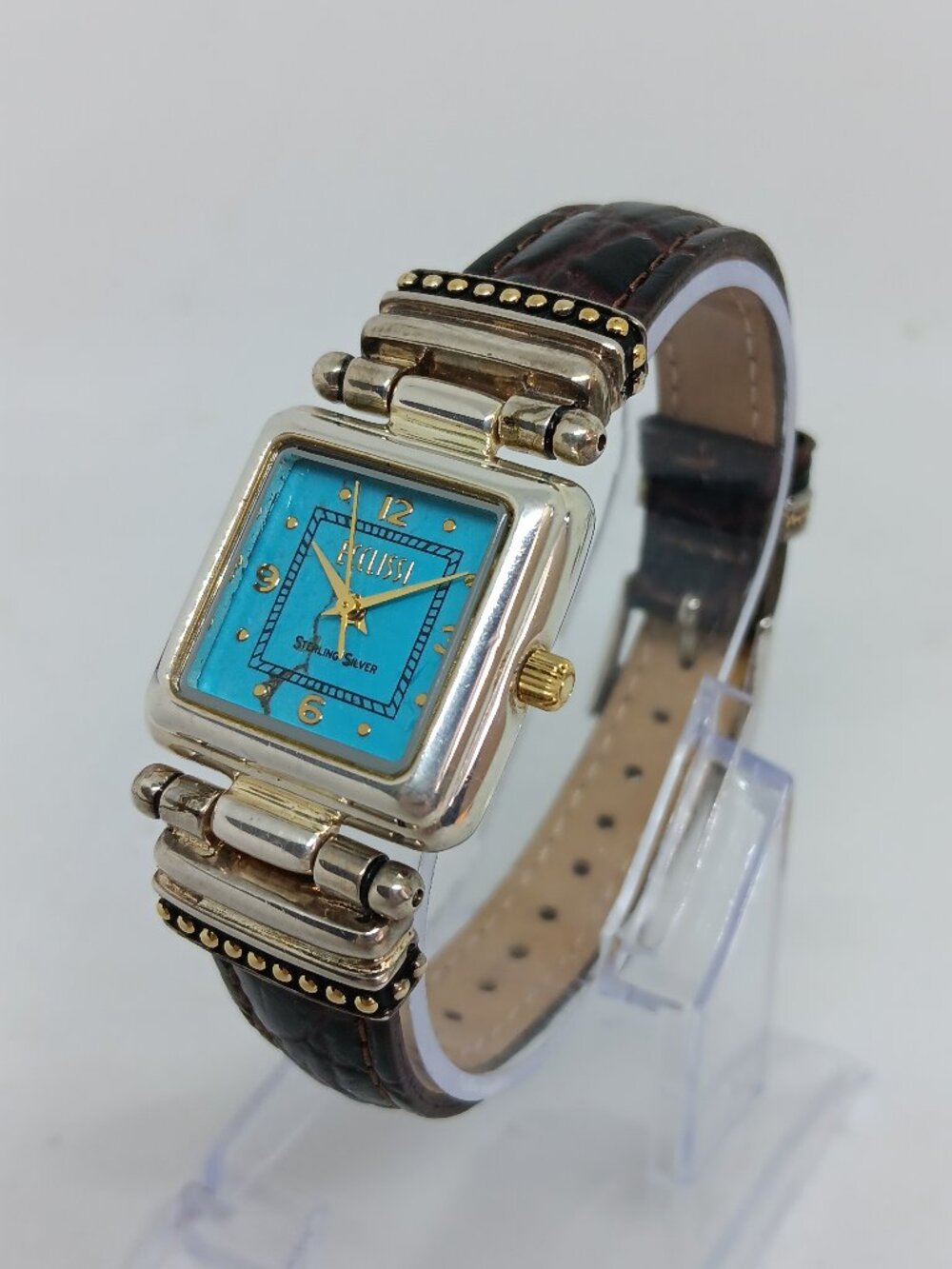 VINTAGE 2000s Ecclissi 22490 Women's 25mm 925 Sterling Silver Blue Dial Watch